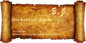 Berkovits Jakab névjegykártya